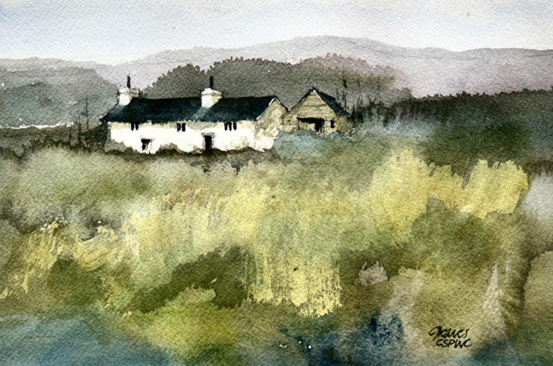 David Greaves - The Croft - Watercolour - 12 x 9 in Image of David Greaves' watercolour painting, The Croft