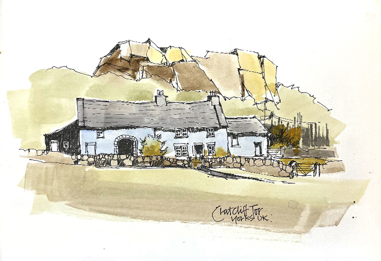 David Greaves - Chatcliff - Sketch Image of David Greaves' watercolour sketch - Chatcliff.
