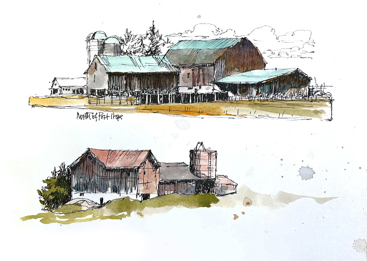 David Greaves - North of Port Hope - Watercolour Sketch Image of David Greaves' watercolour sketch - North of Port Hope.